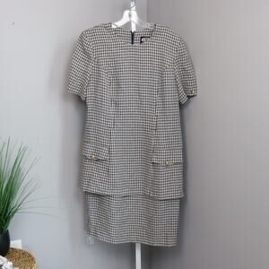 Vintage 90s Clues Collections Checkered Dress Size 14 Made in USA